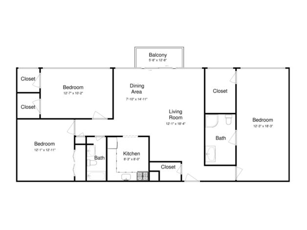 3 Bed, 2 Bath – Corner